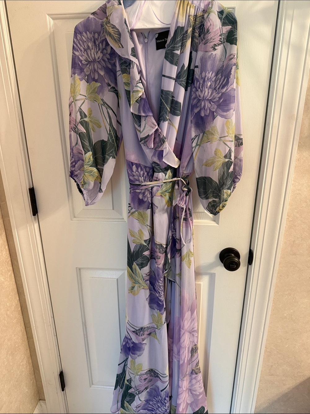 Maison Tara Lavender Floral Wrap Maxi Dress